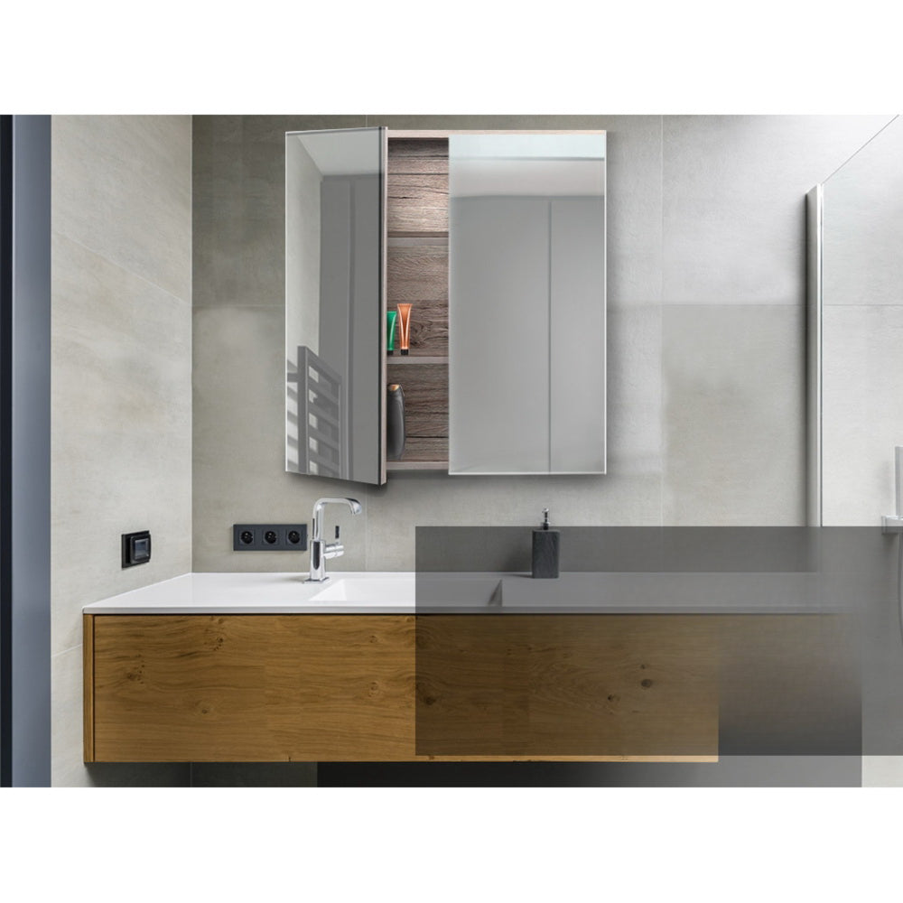 Bathroom Mirror Cabinet 600mm x720mm - Natural