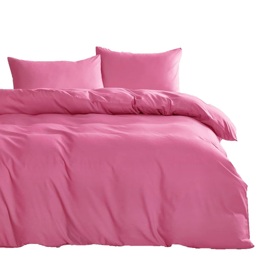 1000TC Ultra Soft Microfiber Duvet Doona Cover Bedding Quilt Cover Set - Bright Pink