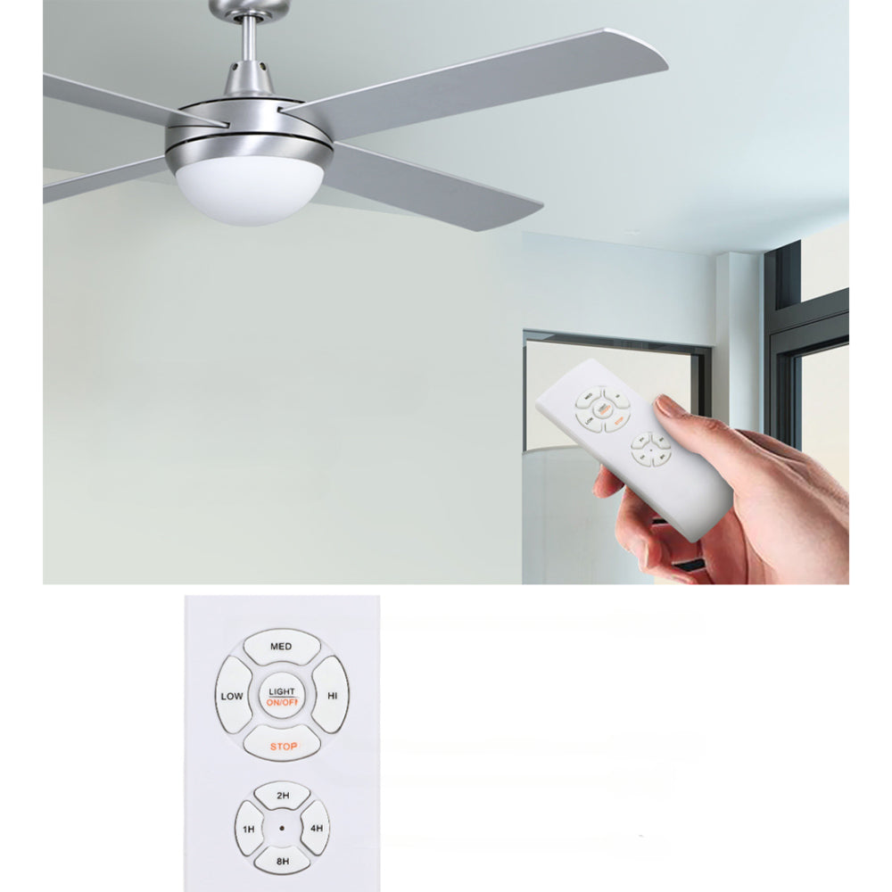 52'' Ceiling Fan w/Light w/Remote Timer - Silver