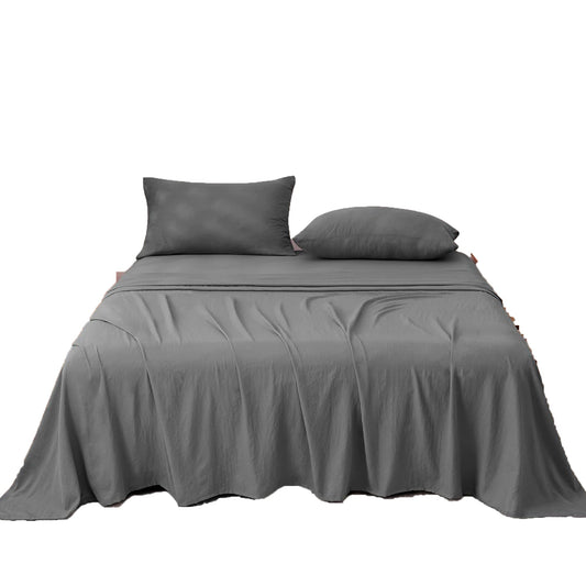 Premium 1800TC Breathable Ultra-Soft Microfibre Single Bed Sheet Set - Charcoal
