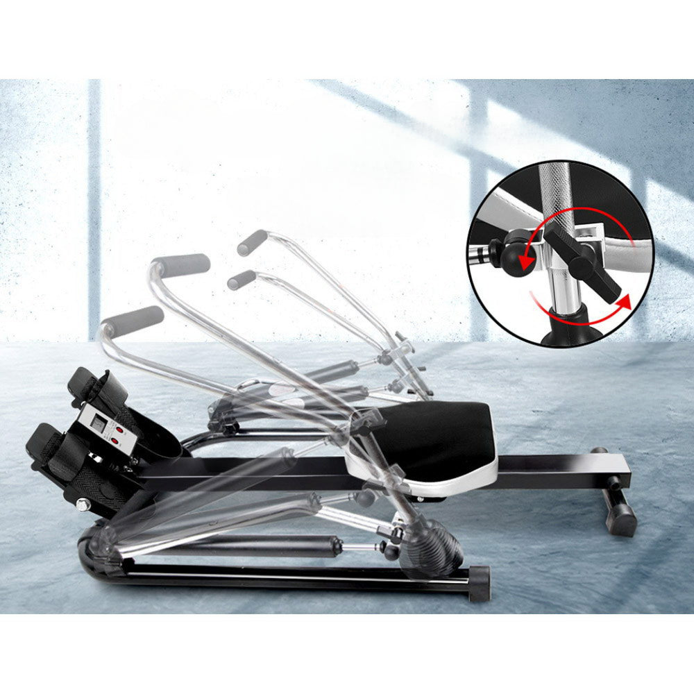 Rowing Exercise Machine Hydraulic Resistance Fitness Gym Cardio - Weight Capacity 200kg
