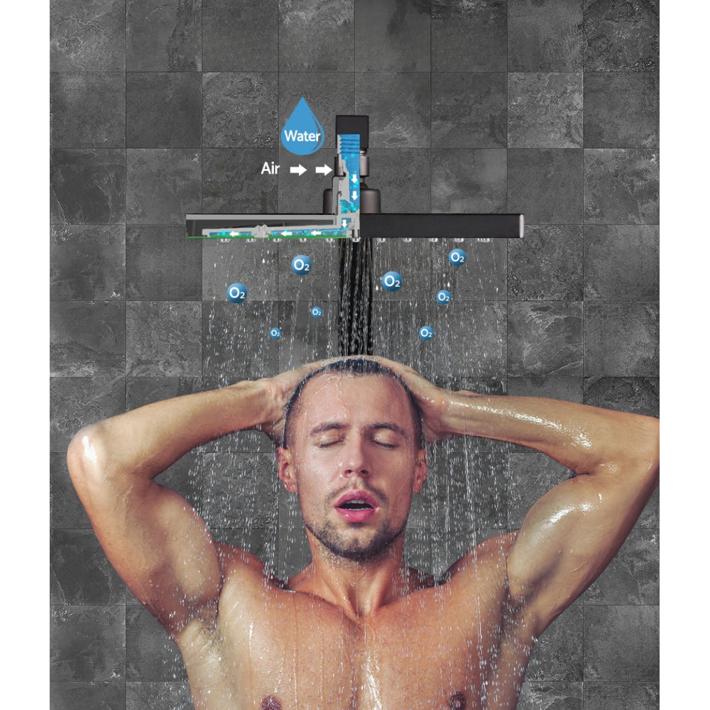 WElS 8'' Rain Shower Head Mixer Square High Pressure Wall Arm DIY Black