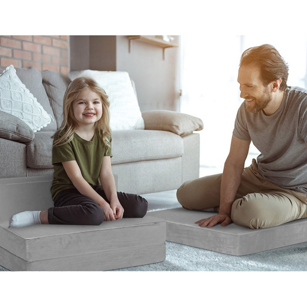 Bedding Foldable Foam Mattress Sofa Bed Lounge - Velvet Light Grey
