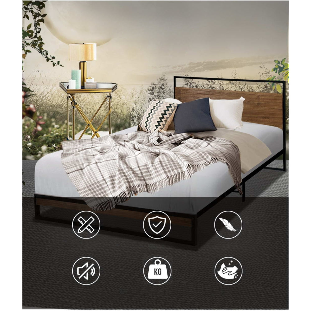 Metal Bed Frame Single Size Mattress Base Platform Foundation Black