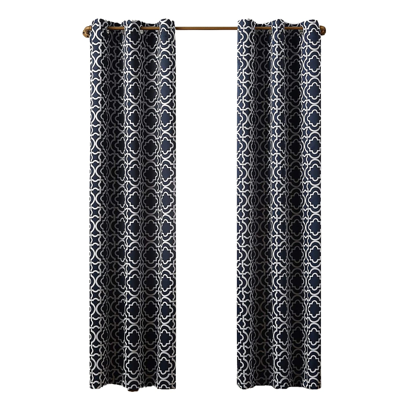 1PC Trellis Blackout Grommet Curtain Panel 40x95 Inch - Navy Blue