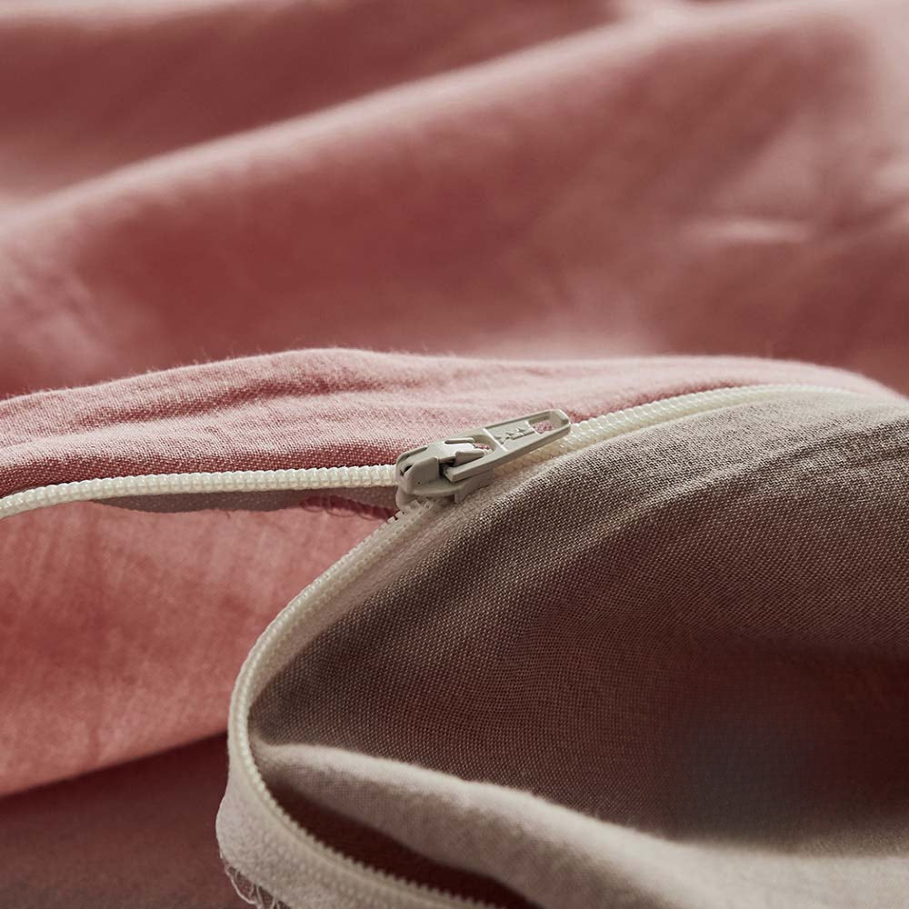 Washed Cotton Quilt Set Pink Brown Single/Double/Queen
