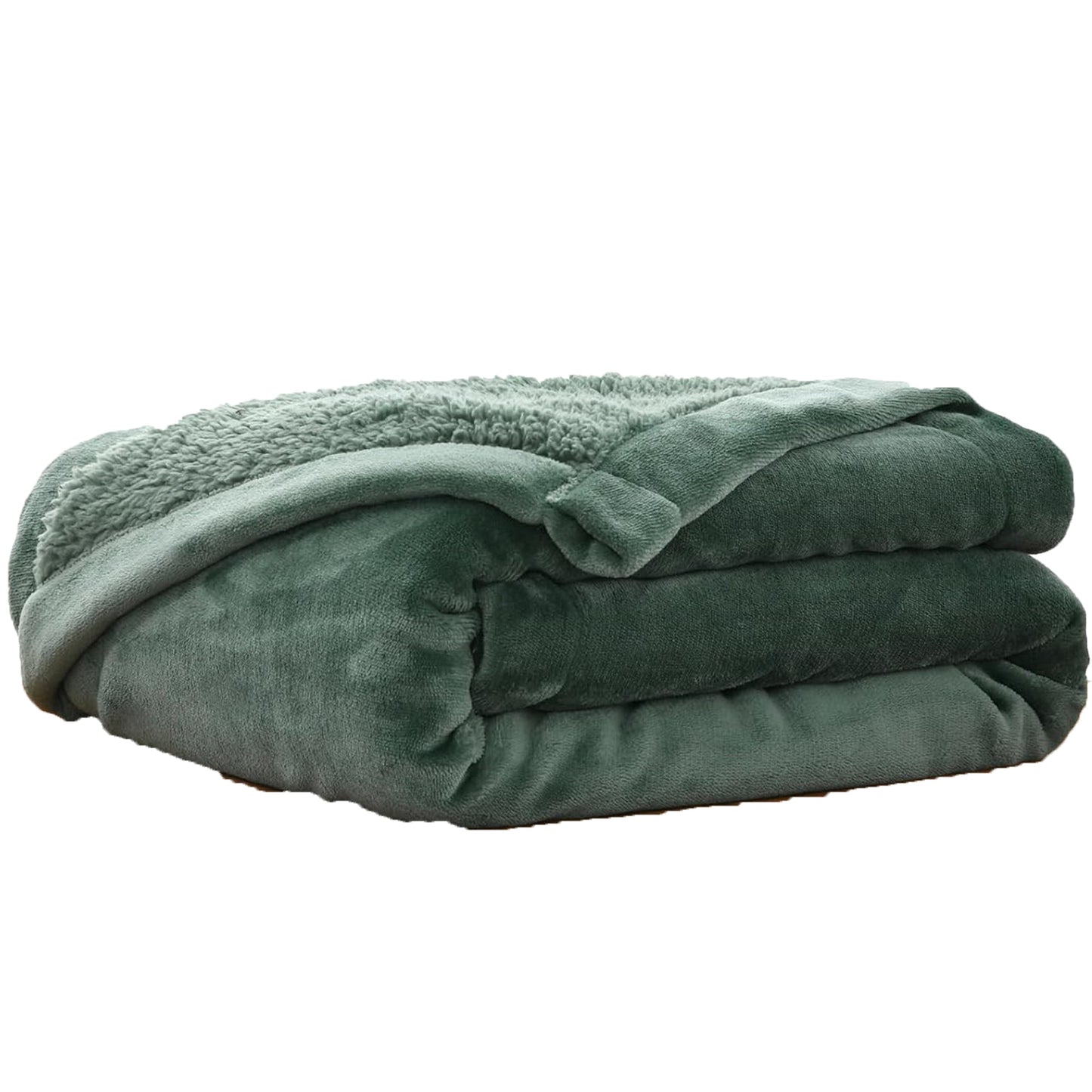 100% Polyester 200gsm Fleece and Sherpa Reverse Throw Blanket - Leaf