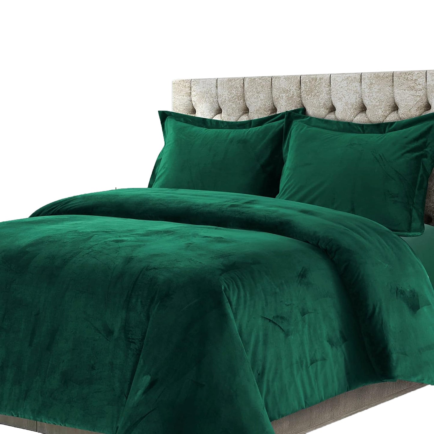 Venice Velvet Oversized Solid Duvet Cover Set - Emerald Green