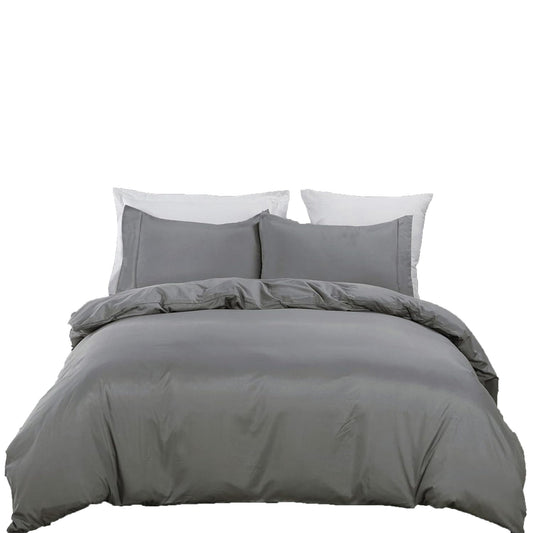 2000TC Ultra Soft Microfiber Zipper Closure Quilt Cover Set - Grey