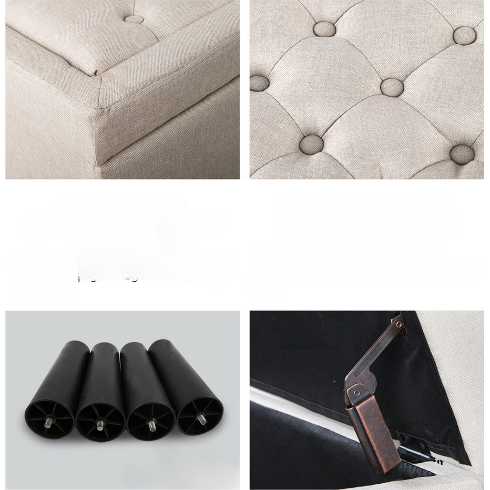 Storage Ottoman Blanket Box Fabric Chest Footstool Foot Stool Bench Taupe
