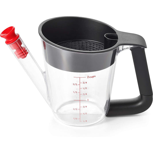 Fat Separator with Strainer 2 Cups or 500 ml Capacity - Black