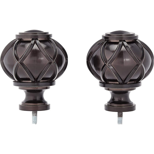 Round Capped Curtain Rod Finials Set of Two - Bronze