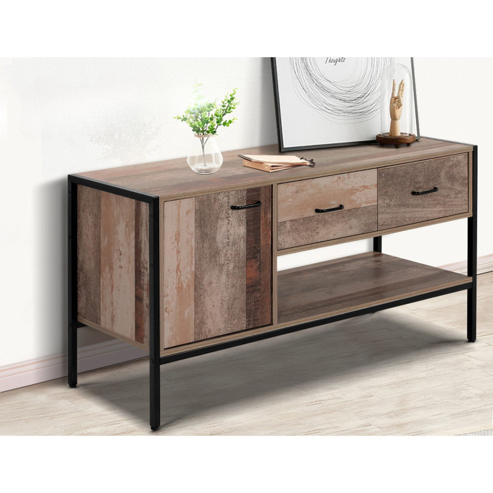 TV Stand Entertainment Unit Storage Cabinet Industrial Rustic Wooden 120cm