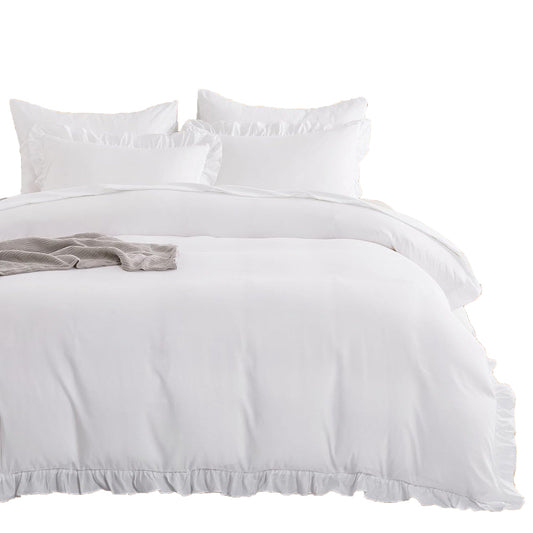 1000TC Ultra Soft Microfiber Duvet Doona Cover Quilt Cover Set - White