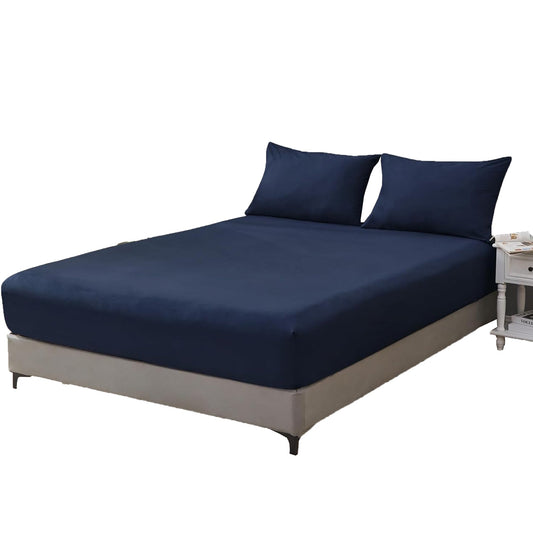 1200TC Sateen Weave Premium 100% Cotton Fitted Sheet - Navy