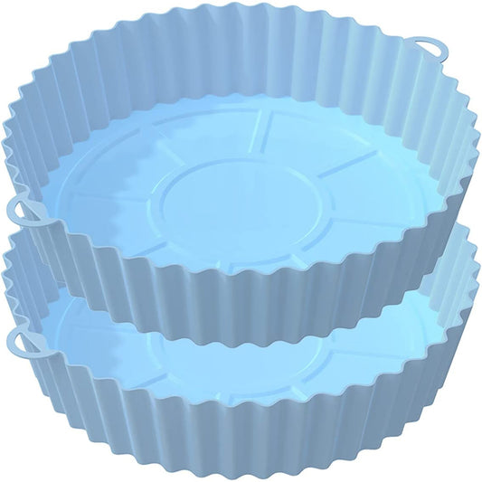 Air Fryer Reusable Non Stick Heat Resistant Silicone Pots 2 Pcs Style A - Blue