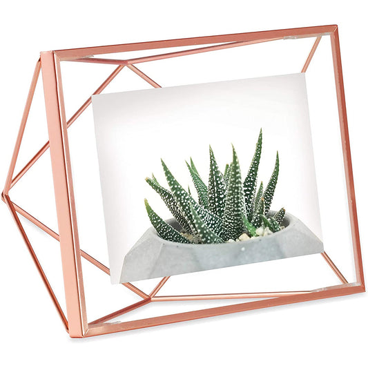 Geometric Prisma Picture Frame Photo Display for Desk Wall  4x6 Inch - Copper