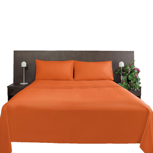 800TC Pure 100% Natural Cotton Sateen Weave Bed Sheet Set - Rust