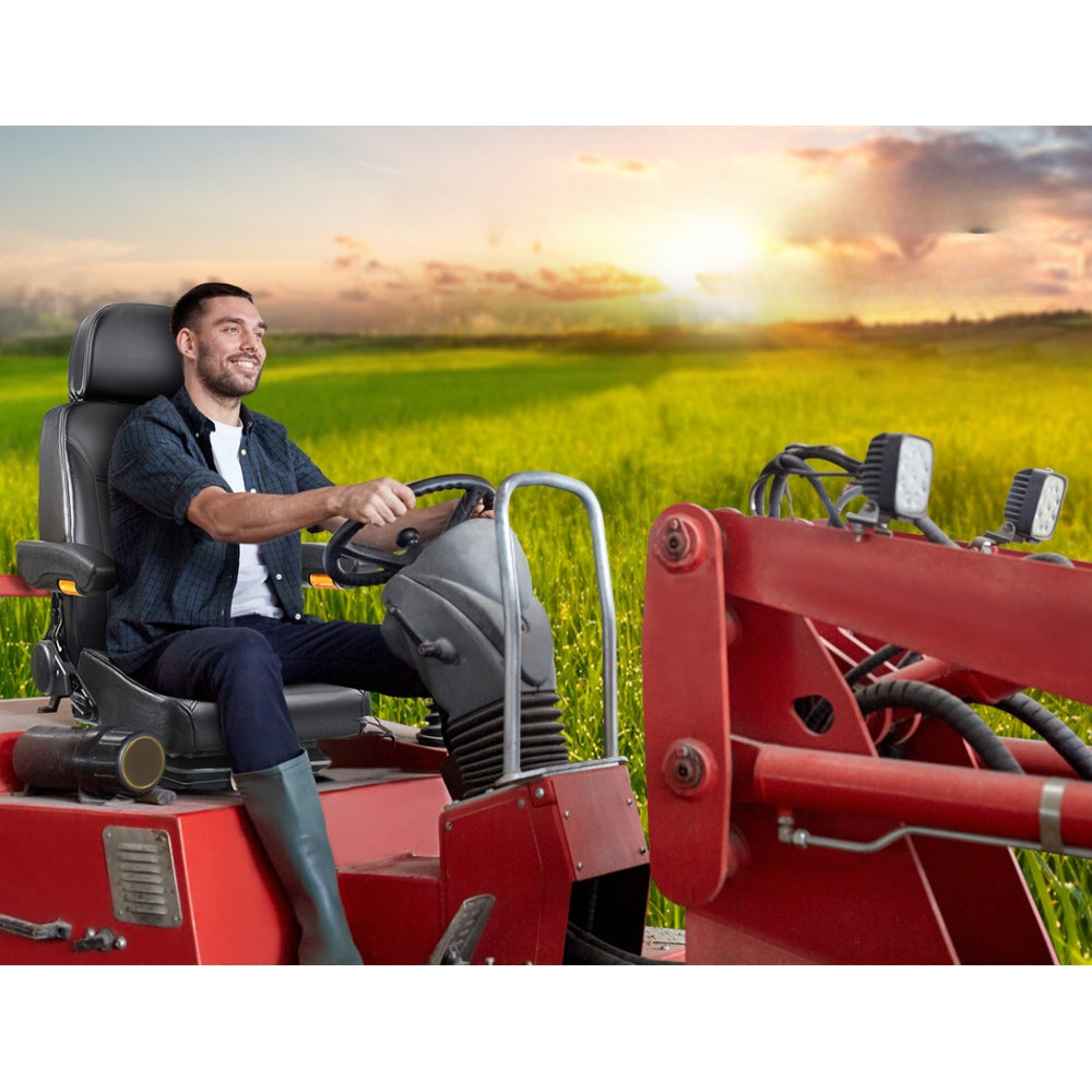 Truck Vehicle Car PU Leather Suspension Tractor Seat - Black