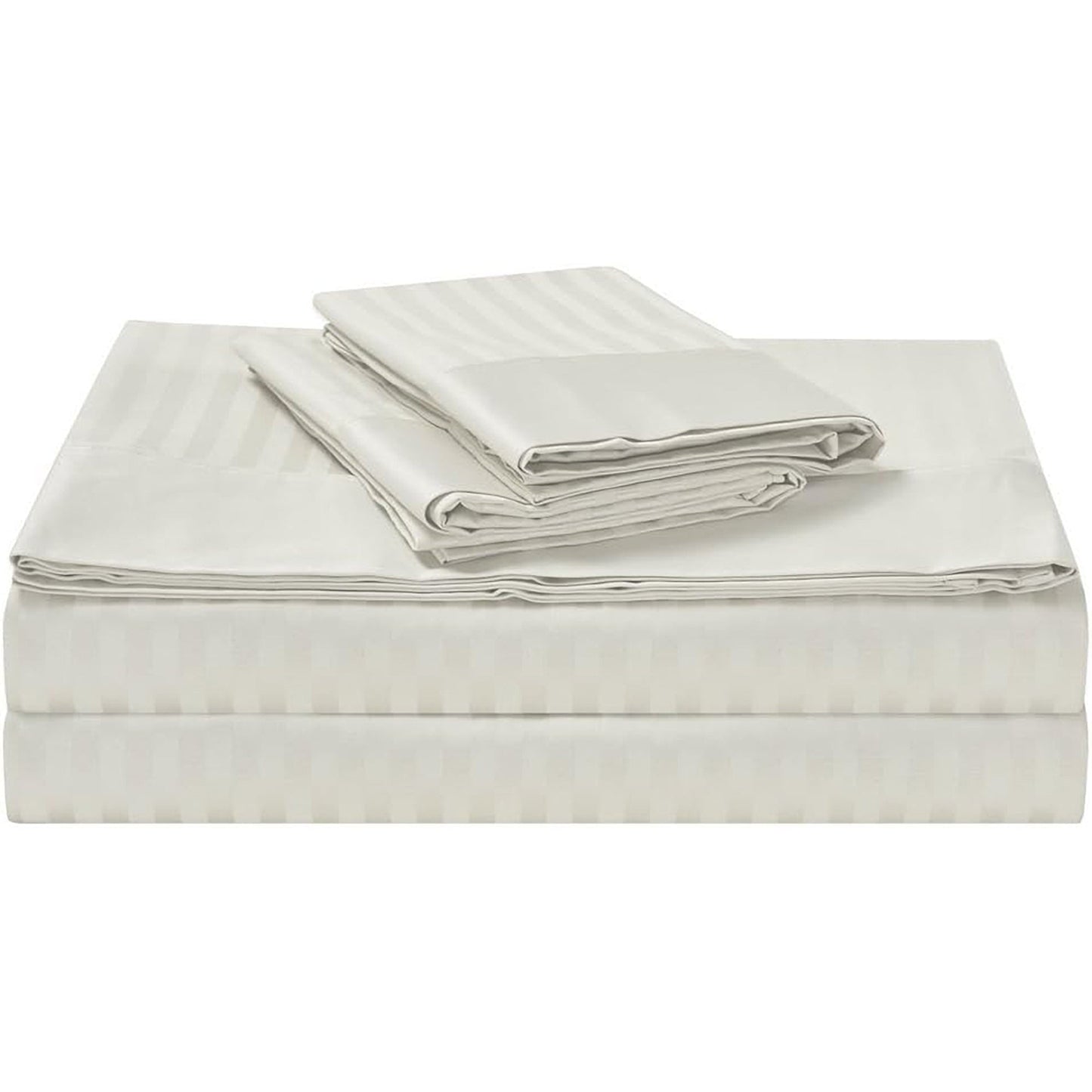 1200TC Egyptian Cotton Luxury Deep Pocket Bed Sheet Set - White Stripe