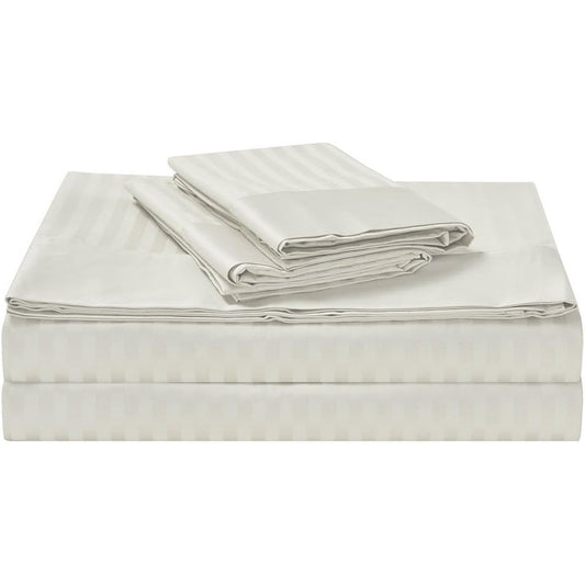 1200TC Egyptian Cotton Luxury Deep Pocket Bed Sheet Set - White Stripe