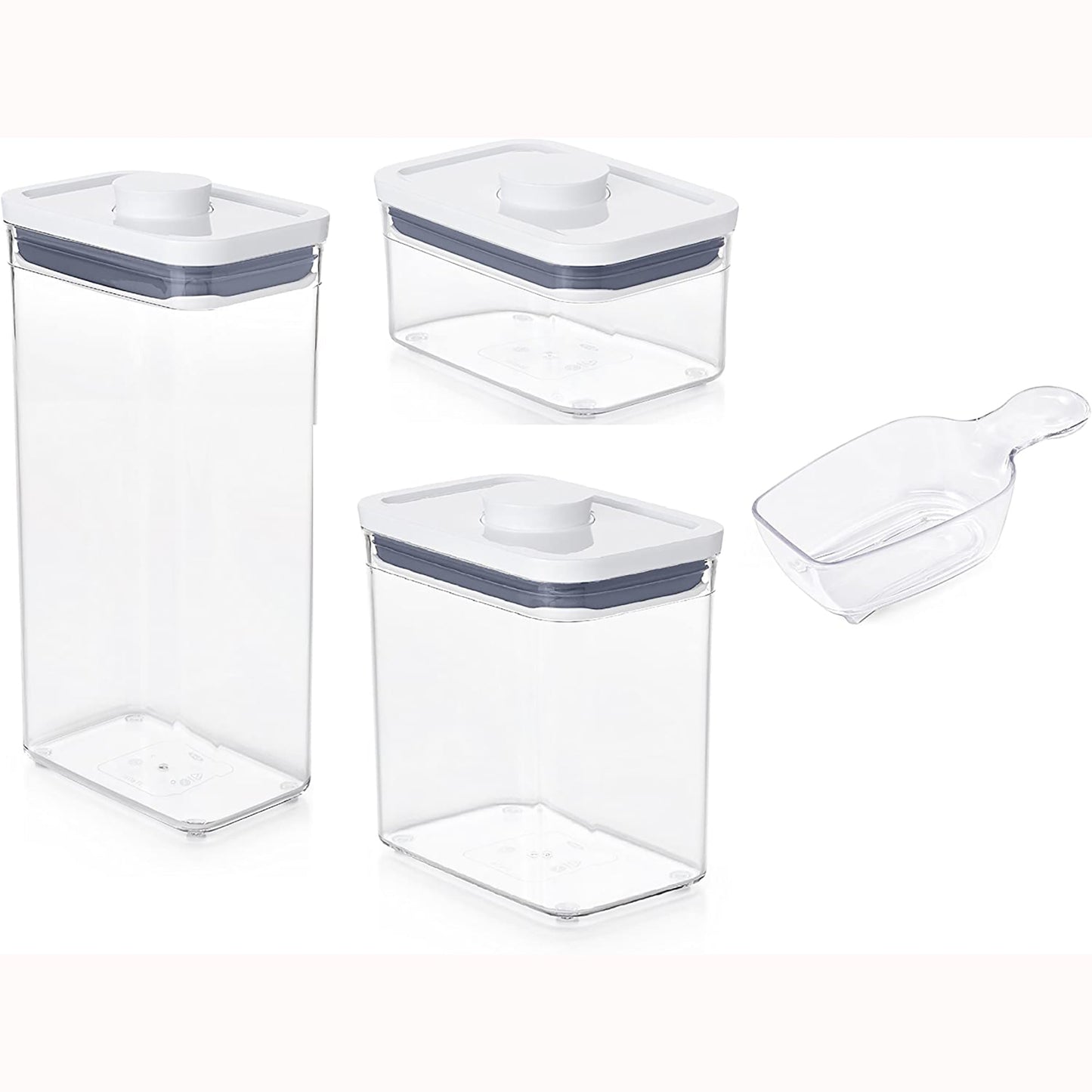 3 Piece BPA Free Rectangle POP Container Set with Scoop