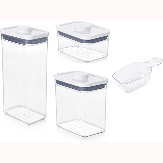 3 Piece BPA Free Rectangle POP Container Set with Scoop