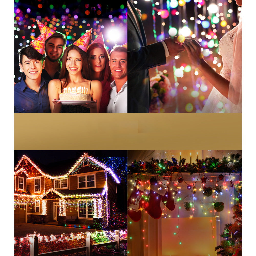 Solar Christmas Icicle Lights Outdoor Xmas Party Multicolour 500 LED - 20m