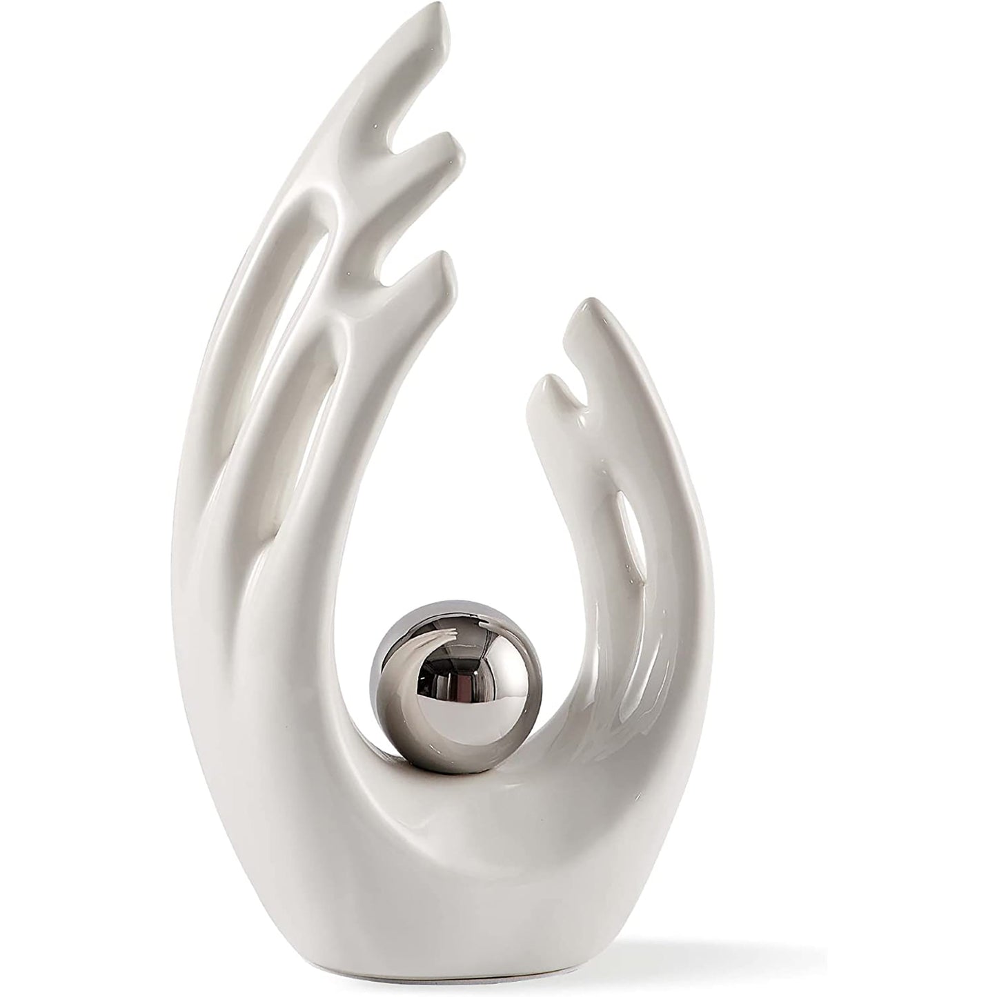 Modern Art Ceramic Statue Decorative Table Accent Centerpiece - White