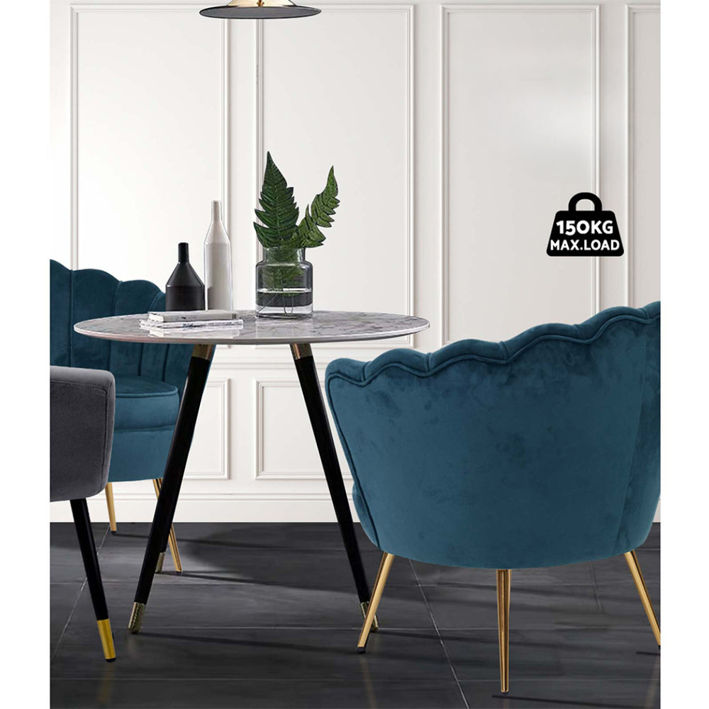 Armchair Lounge Chair Accent Retro Armchairs Lounge Shell Velvet Navy