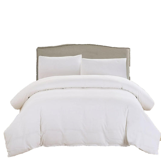 2000 TC Premium Microfibre Doona Cover Ultra Soft Quilt Cover Set - White