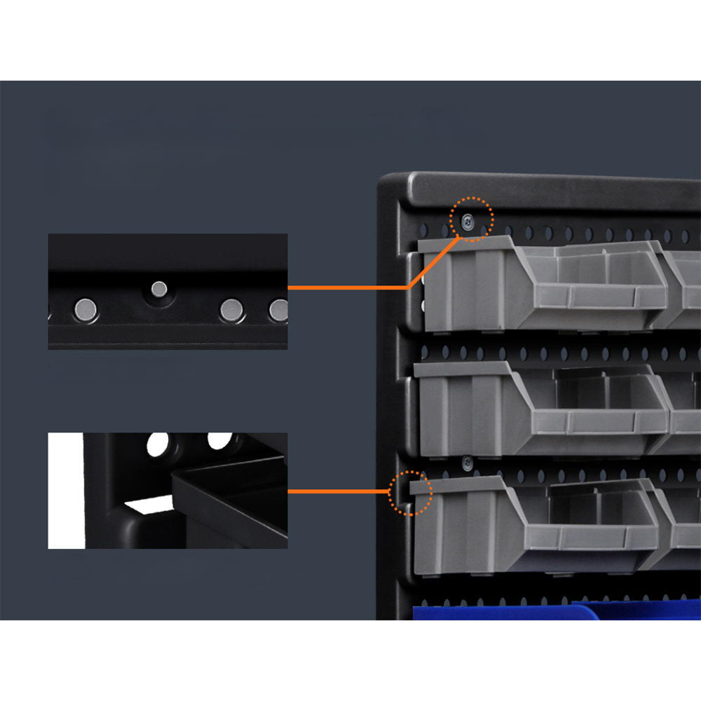 Wall Mounted Storage Bin Rack Tool Garage Organiser - 60 Bins