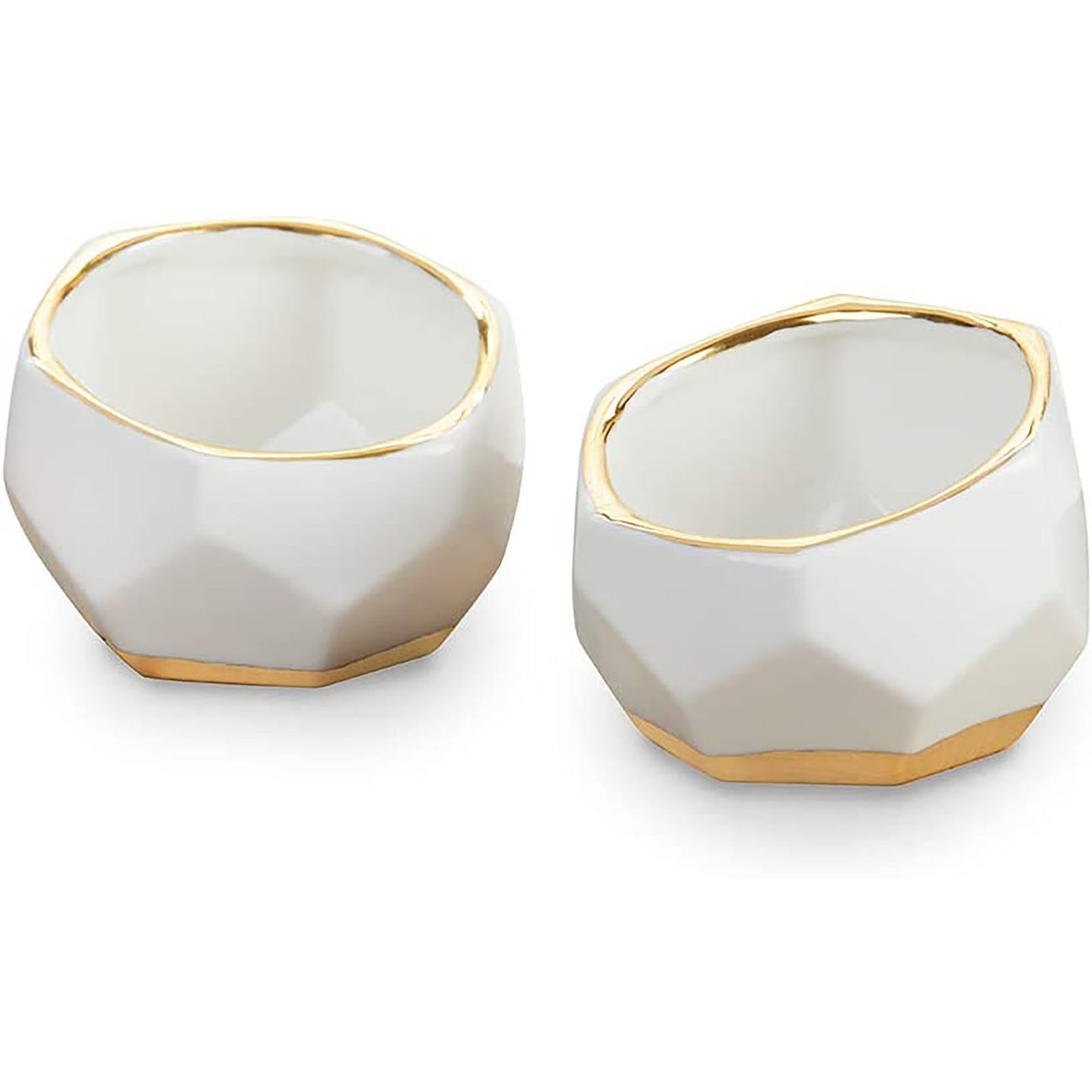 Geometric Ceramic Planters Decorative Bowls Set of 2 - White