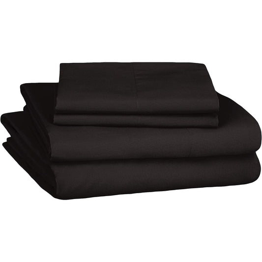 Soft Microfibre Bed Sheet Set with Elastic Pockets - Coal Black