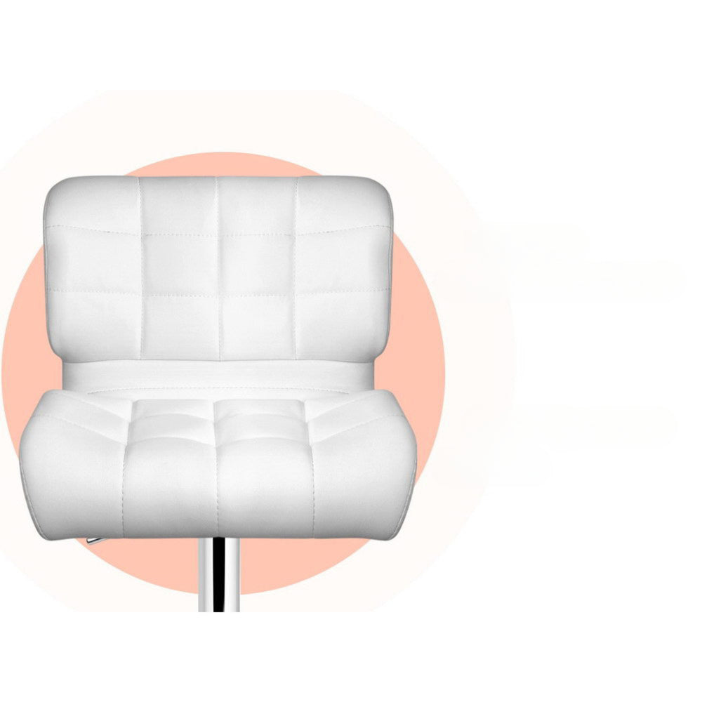 Set of 4 PU Leather Gas Lift Bar Stools - White and Chrome