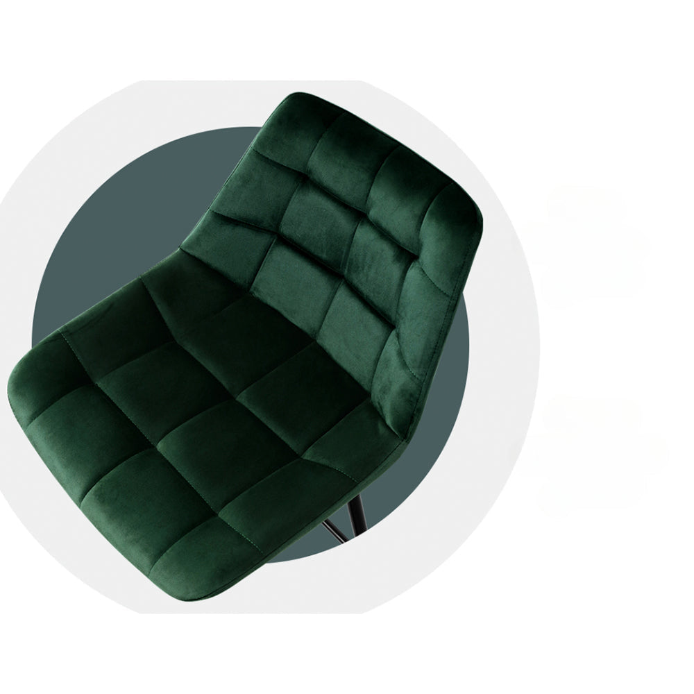 Set of 2 Velvet Bar Stools - Green