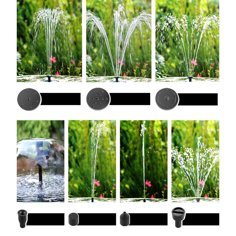 Solar Pond Pump with Battery Powered Submersible Kit LED Light & Remote 8.8 FT