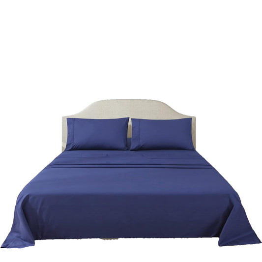 300 Thread Count Sheet Set 50% Cotton 50% Polyester Bed Sheet Set - Navy
