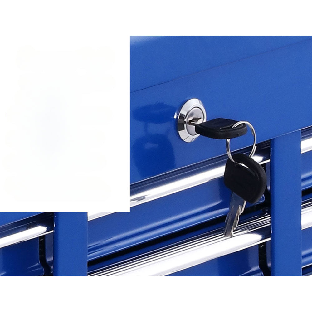 Tool Box Chest Trolley Cabinet Garage Storage Blue - 10 Drawers