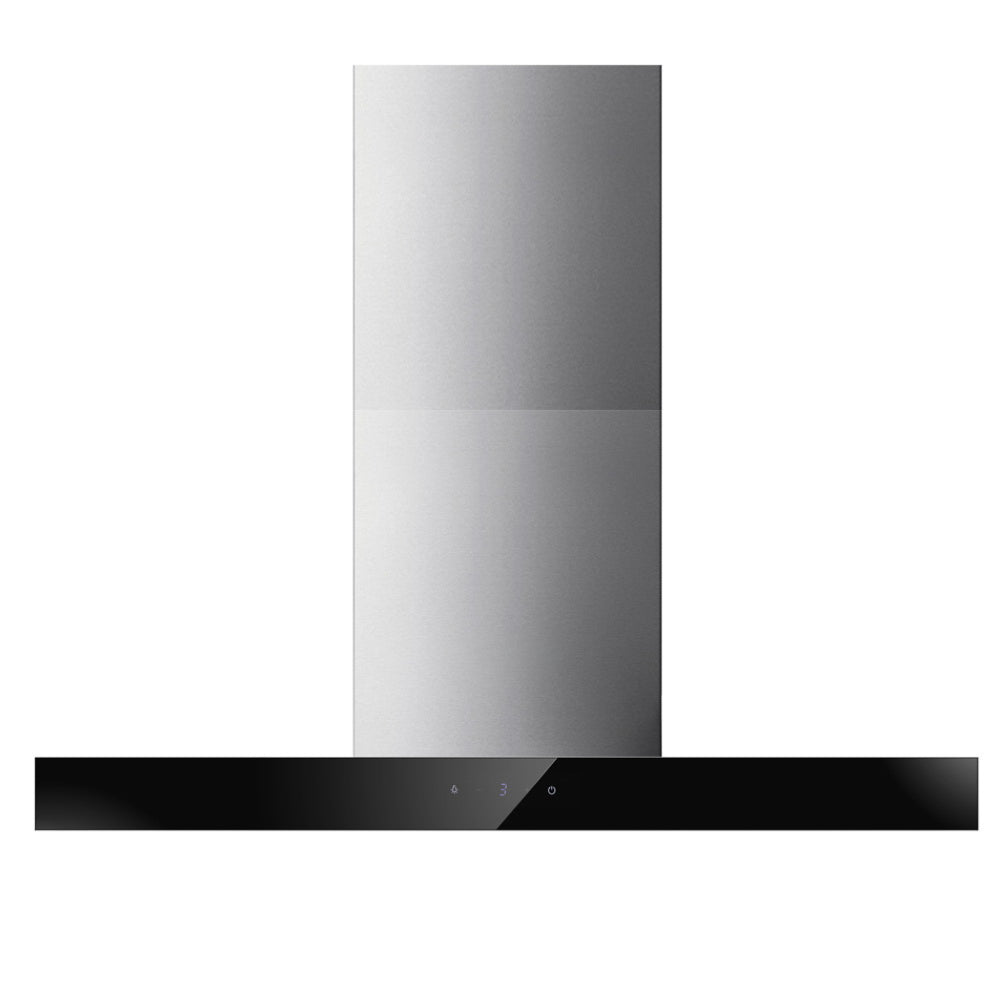 900mm Rangehood 90cm Stainless Steel Glass Kitchen Canopy Black