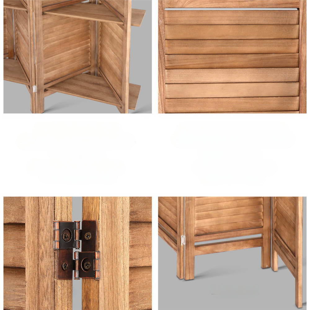 Room Divider Screen 8 Panel Privacy Dividers Shelf Wooden Timber Stand