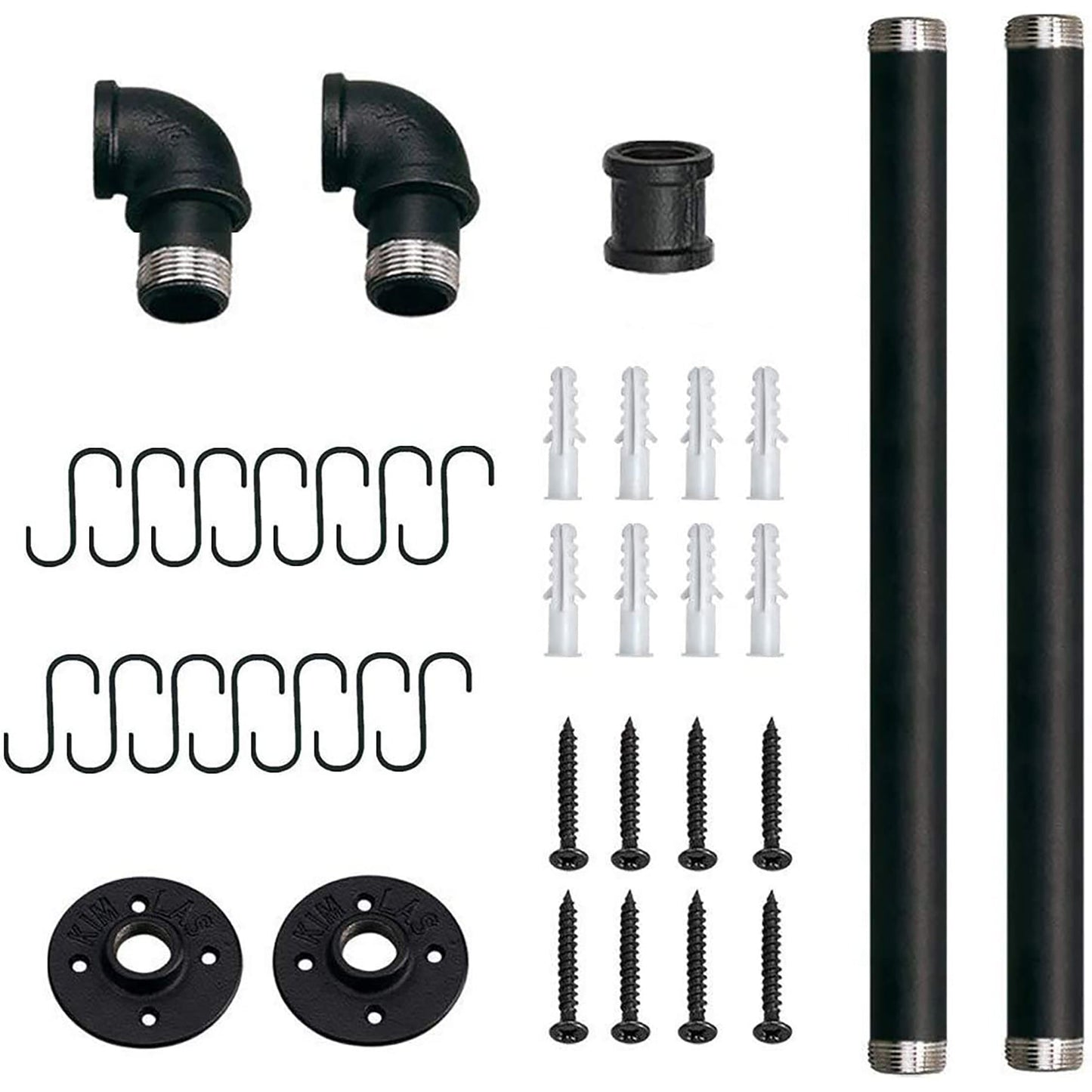 Kitchen Wall Mounted Detachable Organizer Hanging Rail with 14 Hooks 80 cm - Black