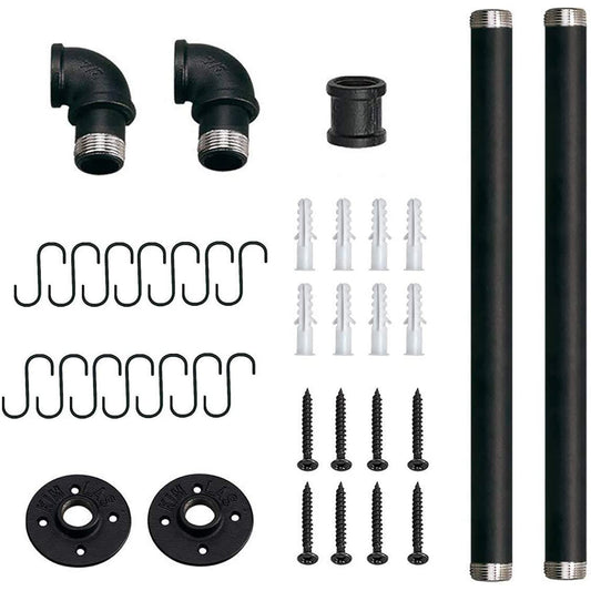 Kitchen Wall Mounted Detachable Organizer Hanging Rail with 14 Hooks 80 cm - Black