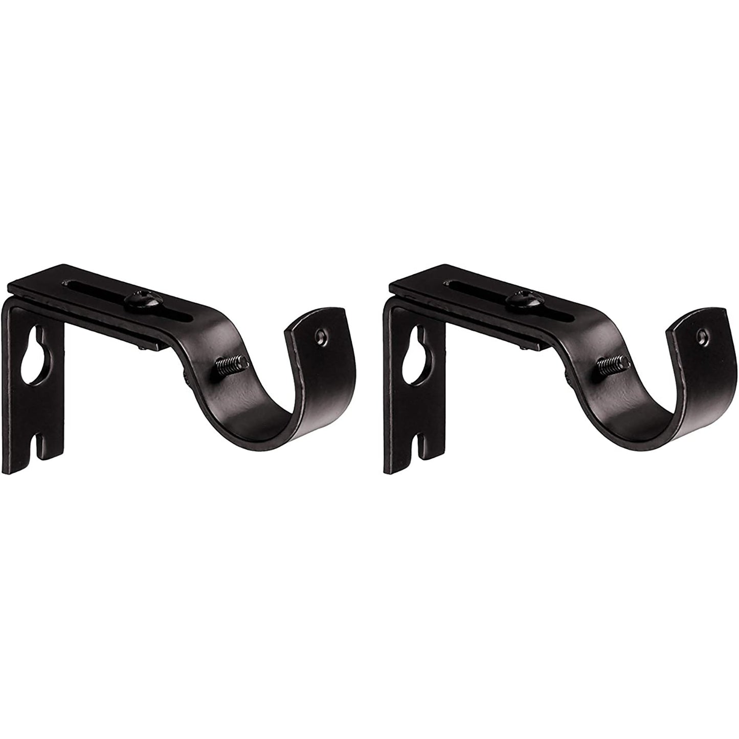 Adjustable Curtain Rod Wall Bracket Hooks Set of 2 - Espresso