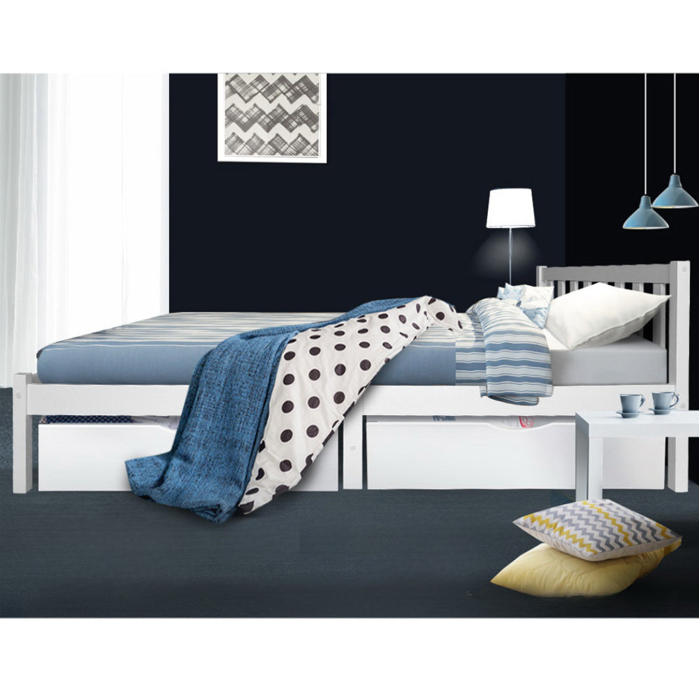 Single Size Wooden Bed Frame - White