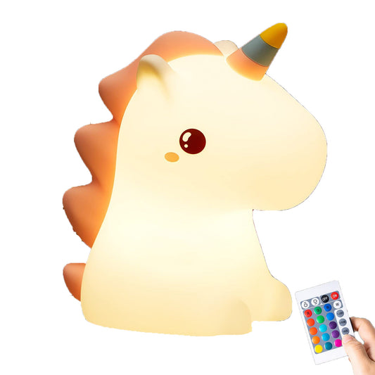 Squishy Unicorn 16 Colors Night Light for Kids with Remote - White