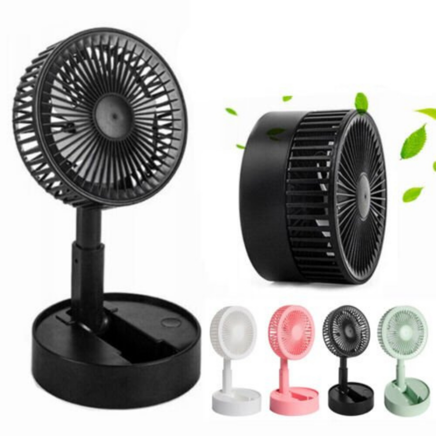 USB Rechargeable Telescopic Foldable Fan 3 Speeds Portable Desk Floor Fan