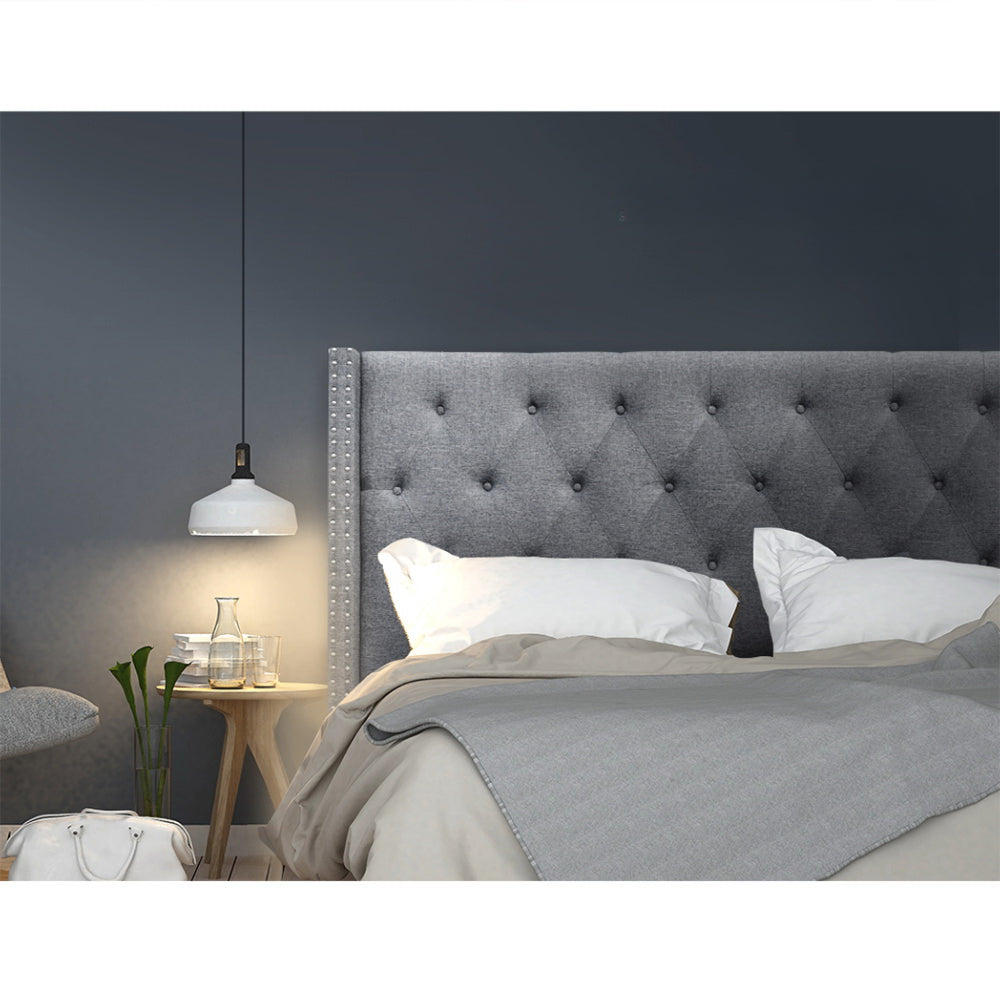 Bed Head Headboard King Size Bedhead Fabric Frame Base Grey