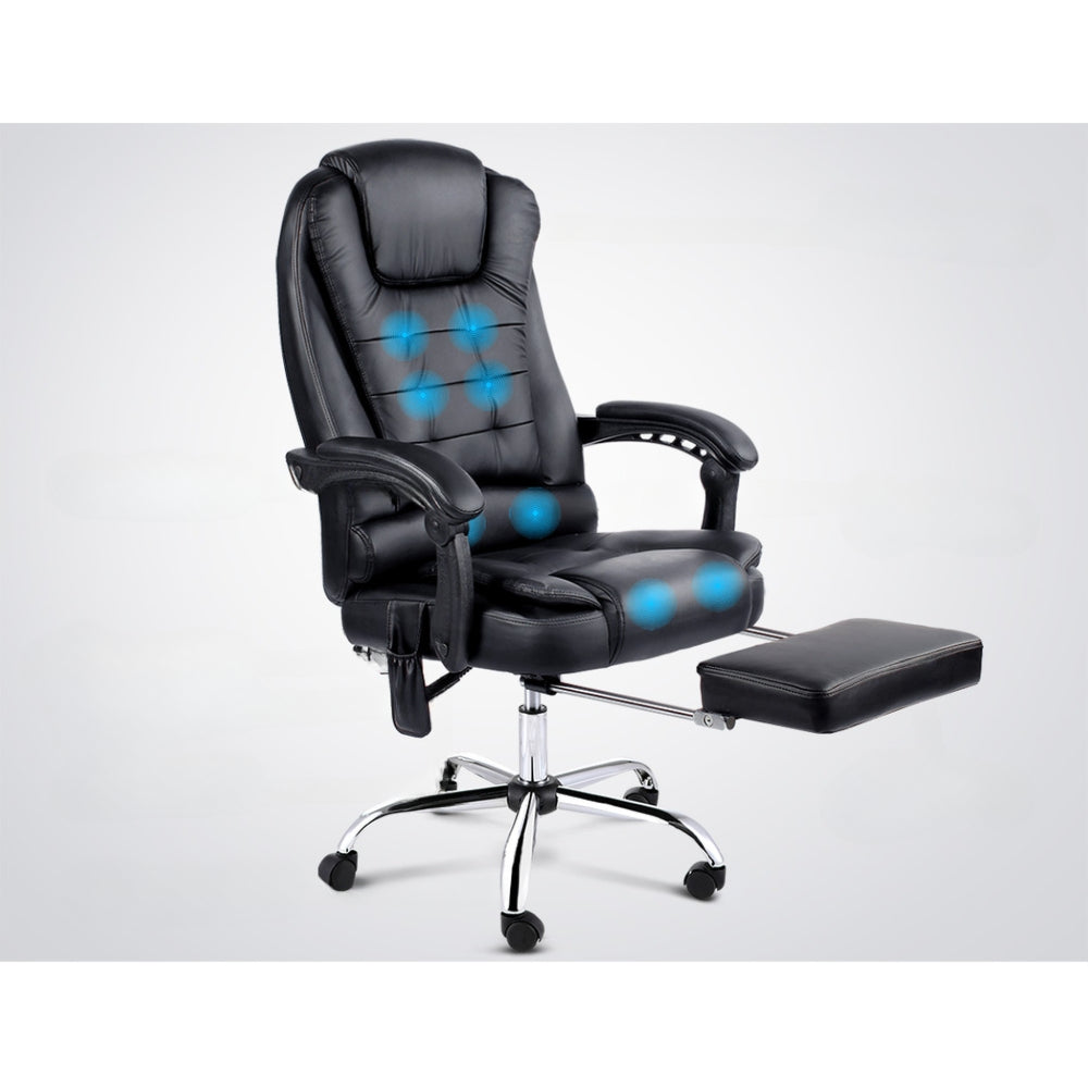 8 Point Reclining Massage Chair - Black