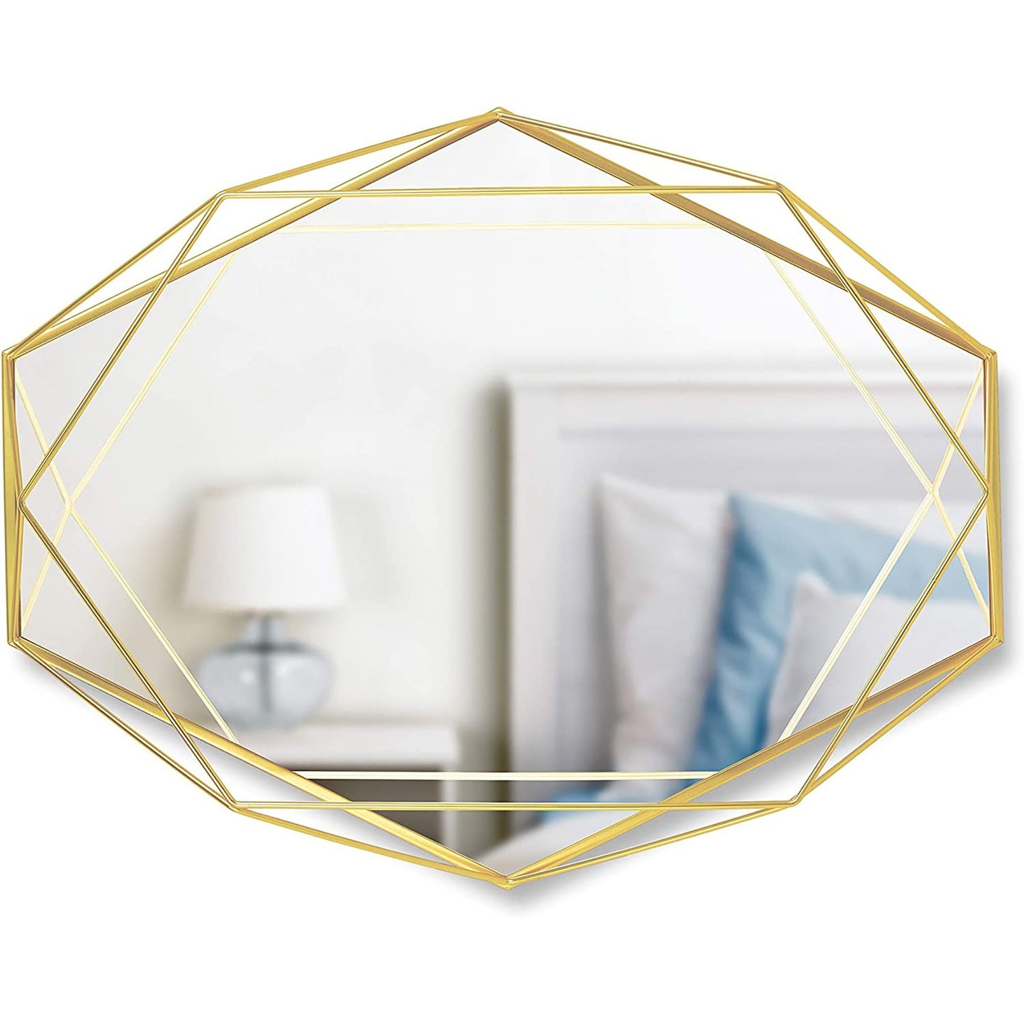 Modern Geometric Shaped Oval Wall Mirror Home Decor - Matte Brass